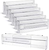Yafe 6 Pack Adjustable Drawer Dividers 11.8-19.7 in Transparent Plastic
