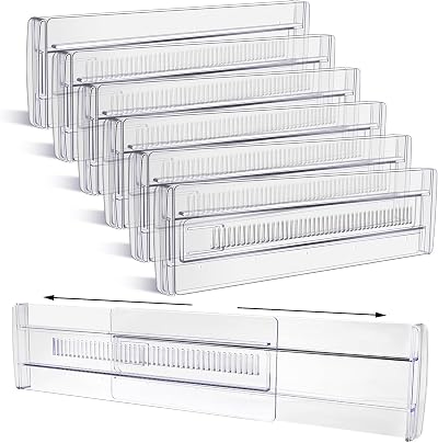 Yafe 6 Pack Adjustable Drawer Dividers 11.8-19.7 in Transparent Plastic