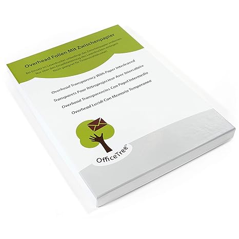 OfficeTree® 50 Blatt hochwertige Overhead-Folie - DIN A4 transparent - Laserdrucker Kopierer OHP - für beste Druck- und Proje