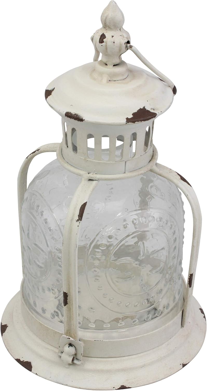 Stonebriar Antique White Metal Candle Lantern, Decoration for Birthday Parties, a Rustic Wedding Centerpiece, or Create a Relaxing Spa Setting, for Indoor or Outdoor Use: Home & Kitchen