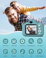 Hangrui Kids Camera 20MP Dual Lens 2.0 inch IPS 1080P 32GB Shockproof Dark Green view 2