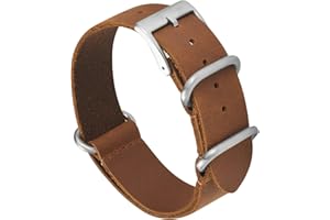 WOUKUP Leather Watch Strap 20mm 22mm Premium Crazy Horse Leather Watch Band for Men Women Black/Brown/Grey/Blue