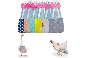 XUNGIETO Reusable Chicken Diapers, 6-Piece Set with Bow Ties Washable Waterproof Poultry Nappies for Bantam Hens Geese Pet Ducks Silkies