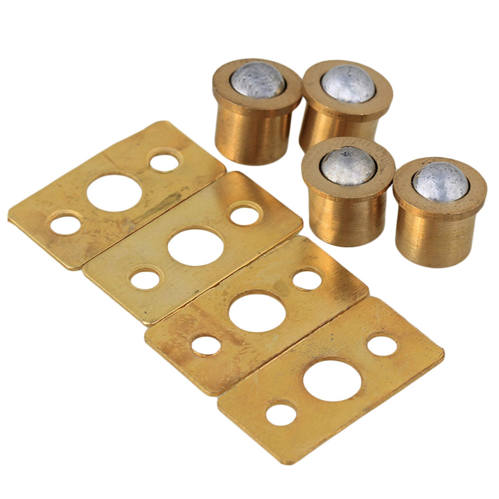 Yibuy 4PCS 8mm Dia Cylindrical Brass Cabinet Closet Door Ball Catch & Strike Plate