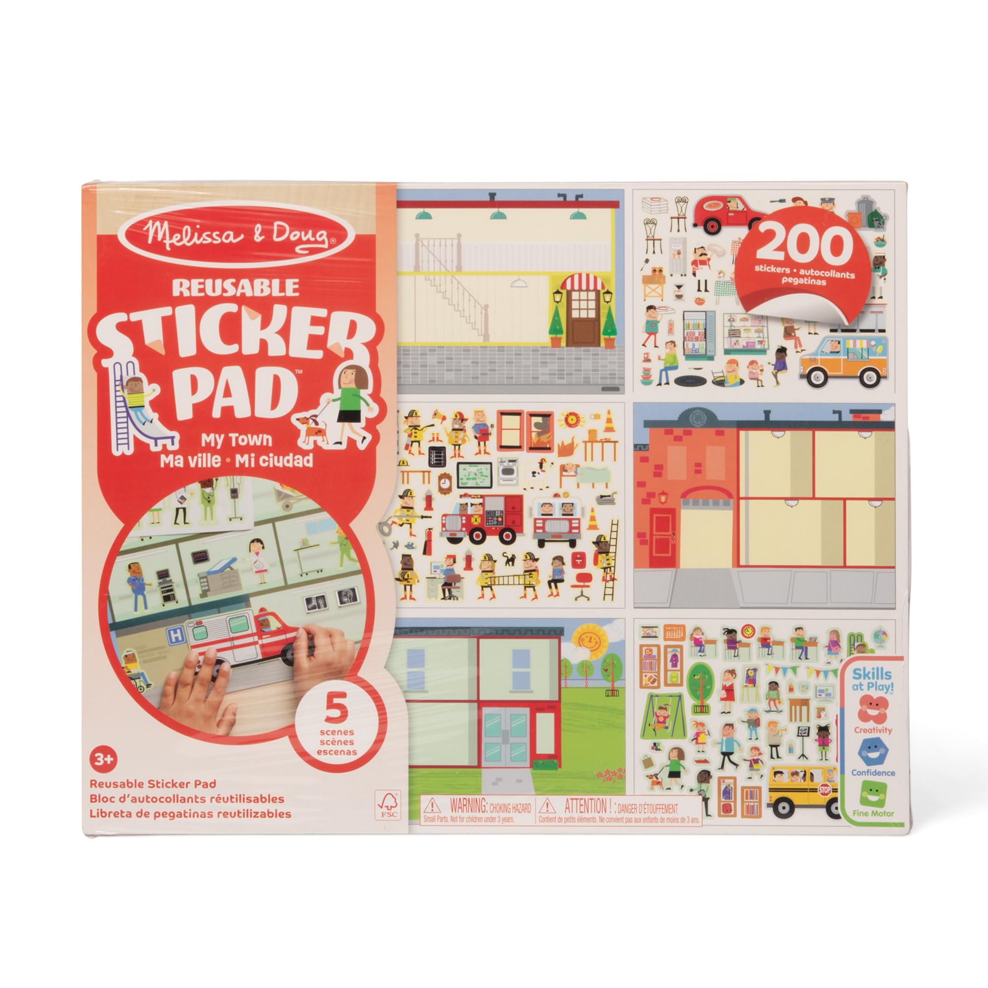 Melissa & Doug Reusable Sticker Books, My Town Sticker Book | Plane Activities Toddlers | Reusable Stickers for Kids Travel Activity Packs | Childrens Books Age 3-4 Years
