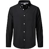 J.VER Boy's Long Sleeve Oxford Dress Shirts Solid Casual Button Down Collar Shirt Kids Formal Uniform Tops