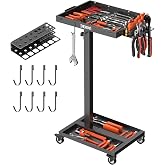 Dehoyi Heavy Duty Adjustable Height Metal Rolling Tool Tray with Wheels, Mobile Mechanic Work Cart Garage Auto Repair Workbench