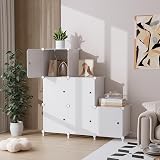 AWTATOS Cube Storage with Doors 6 Cube Modular Closet Organizer White view 2