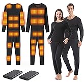 BSTSV Graphene Heated Thermal Underwear Set 20 Heating Zones, Soft Fleece Lined,USB Electric Heated Base Layer