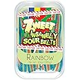Zweet Insanely Sour Rainbow Candy Belts 10 Ounce – Sour Kosher Candy, Halal Candy Belts – Resealable Pack of Sour Licorice Belts
