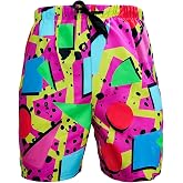 Lumeifushi 80s Bilayer for Men 90s Swim Shorts 80s Summer Party Hawaiian Beach Disco Shorts