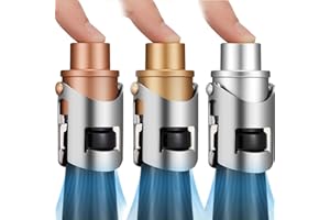 HYZ Champagne Stoppers Wine Saver 3-Pack, Sparkling Wine Vaccum Stoppers with Built-in Pump for Champagne, Prosecco and Cava - Stainless Steel + ABS Champagne Bottle Stoppers Rose Gold/Silver/Black
