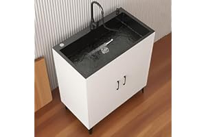 HMOROVEX 19.6-32.2 in Laundry Sink Cabinet with 304 Stainless Steel Sink Free Standing Utility Sink with Cabinet Commercial S