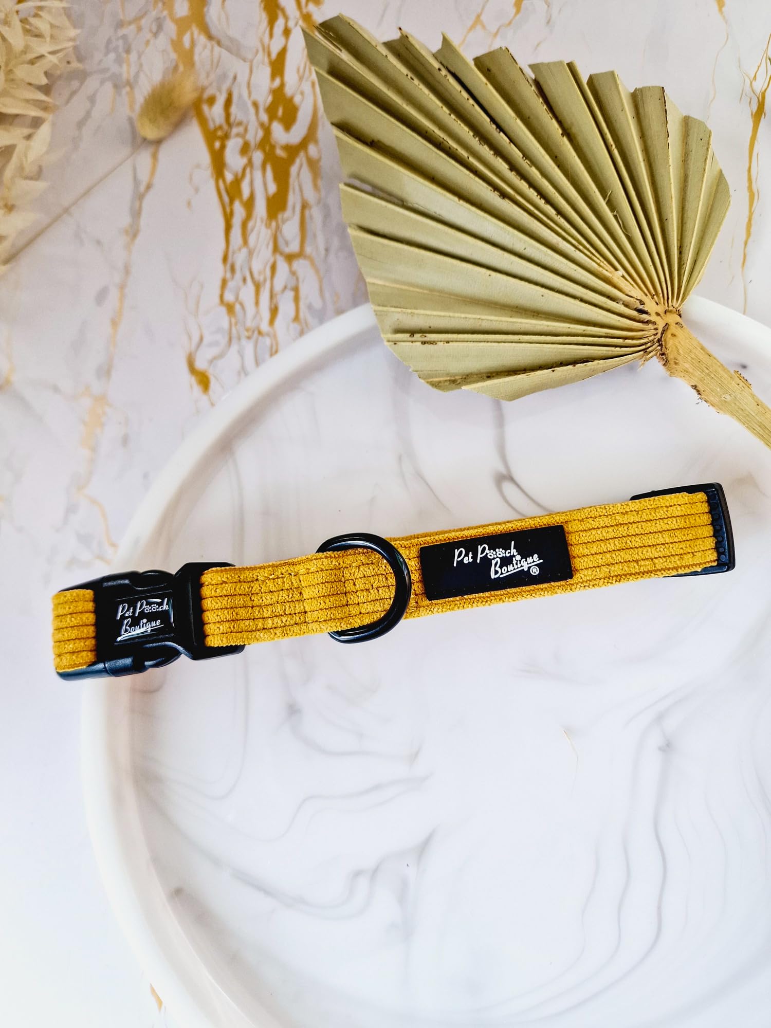 MUSTARD YELLOW CORD DOG COLLAR S