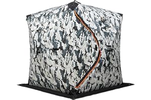Beuioslyr Portable Ice Fishing Tent, 1-2 People Ice Fishing Shelter, Lightweight Thermal Ice Fishing Tent with Ice Anchors, Carry Bag, Insulated Layer for Ice Winter Fishing(57.09 * 57.09 * 64.96 in)