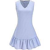 winkbay Women's Summer Striped Ruffle Tank Dress Elegant Casual V Neck Sleeveless Dresses
