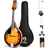 Vangoa LEFT-HANDED Mandolin Musical Instrument, Acoustic 8 String Mandolin A Style for Left Hand Beginners, Sunburst