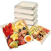 ganfaner 25 PCS Wooden Food Containers, 54 oz Square Wooden Bento Box with Lid, Oil-proof and Seepage-proof Poplar Take-out Box, Disposable Serving Bowl for Hot And Cold Foods, Microwave/Freezer Safe