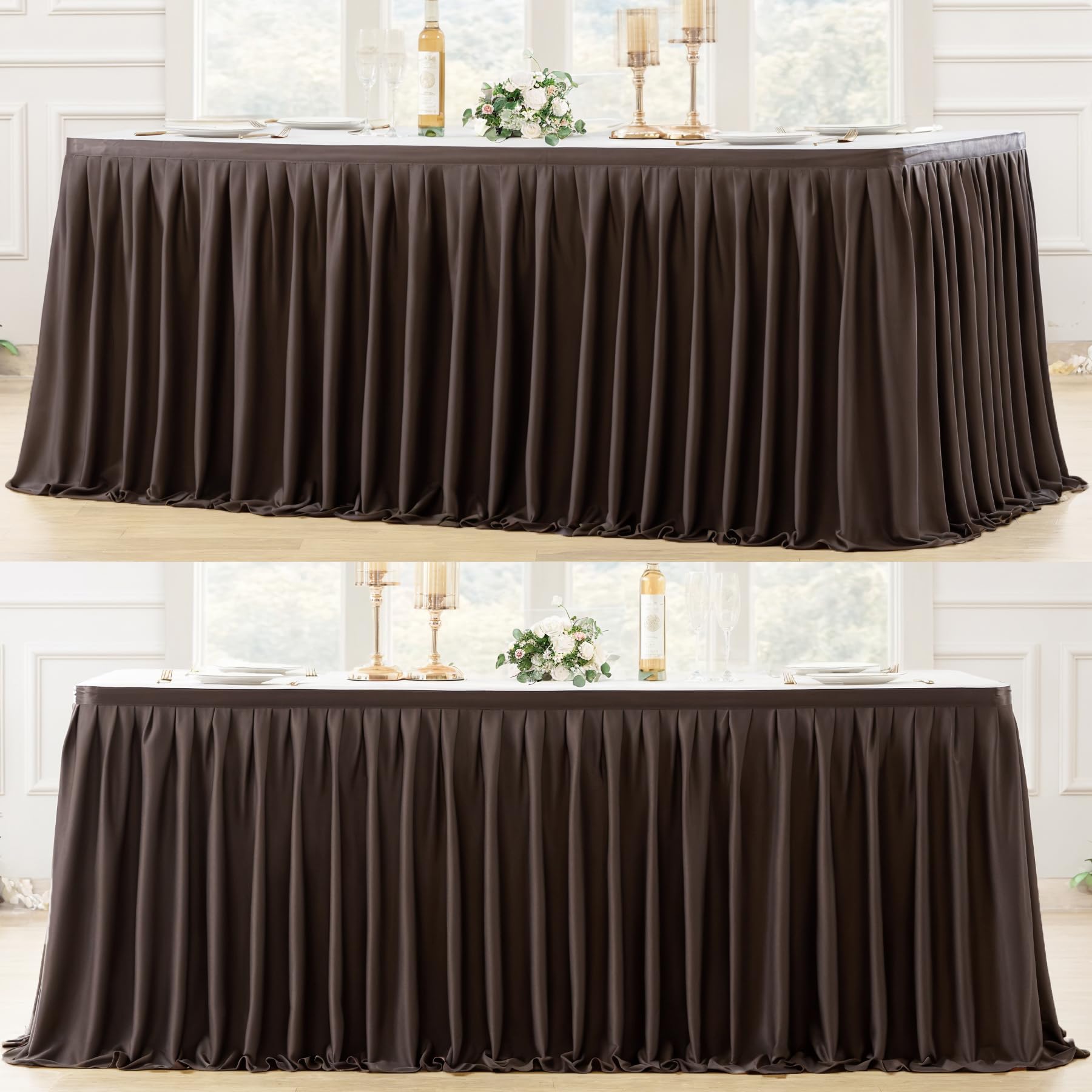 Partisky Chocolate Brown Polyester Table Skirt for