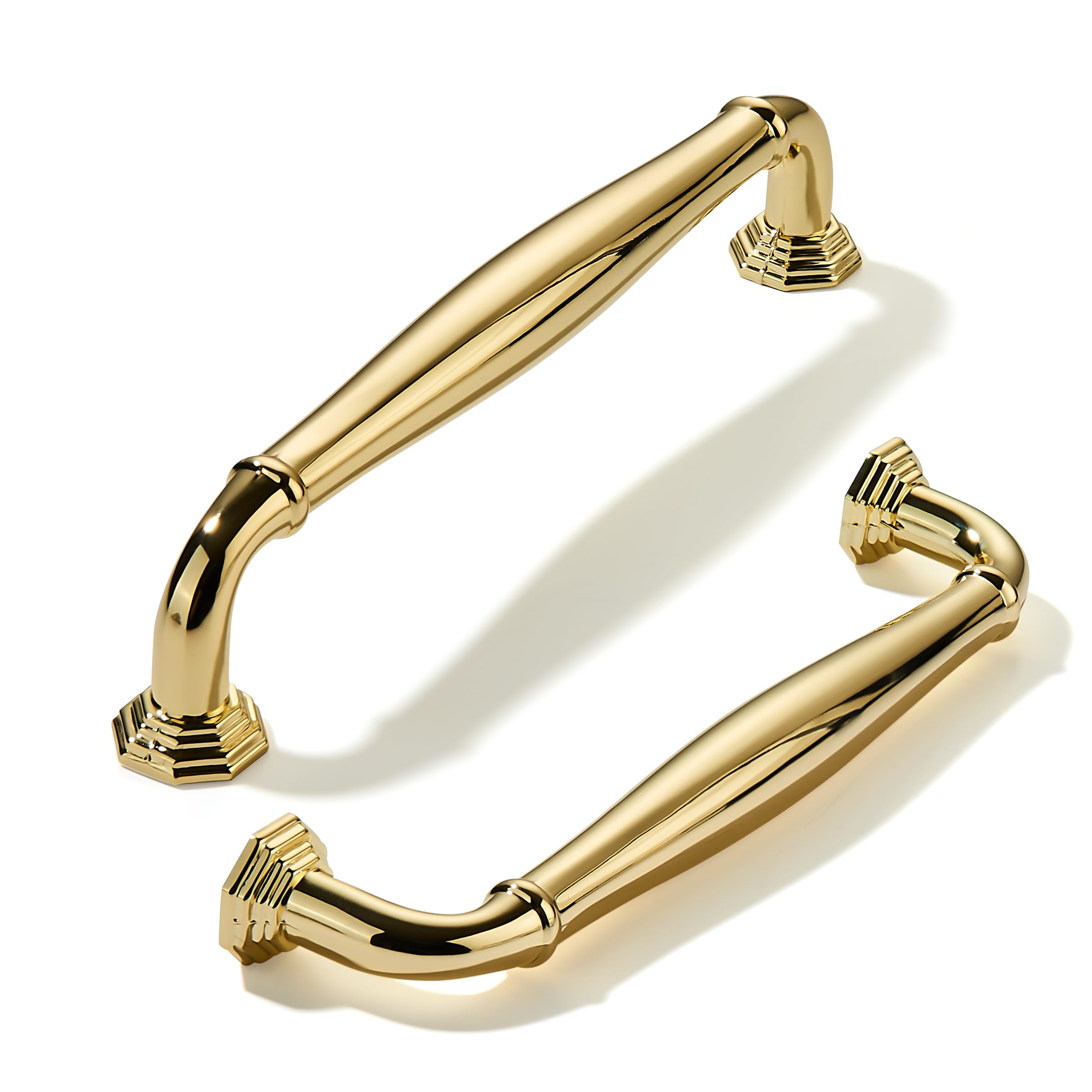 Photo 1 of khtumeware 10 Pack 5 Inch(128mm) Polished Brass Cabinet Pulls Unlacquered Gold Cabinet Handle Heavy Duty Solid Cabinet Hardware for Cupboard Drawer Pulls Dresser Handle