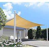 Patio Sun Shade Sail Canopy, 10' x 10' Square Shade Cloth Block Sunshade Sail - Outdoor Cover Awning Shelter for Pergola Back