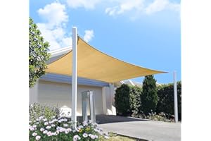 DIIG Outdoor Sun Shade Sail Canopy, 10' x 14' Rectangle Shade Cloth Patio Cover - UV Resistant Sunshade Fabric Awning Shelter for Deck Yard Garden Carport (Sand Color)