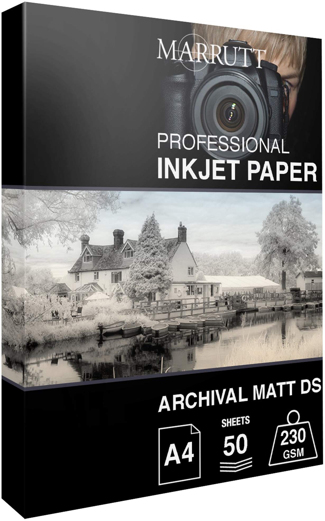 Marrutt 230gsm Archival Matt Double Sided Inkjet Photo Paper: A4-50 Sheets