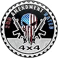 2ND Amendment Badge Rated Car Emblem, 4 x 4 Metal Automotive Badge 3D Metal Car Badges Emblems Round Emblem Decals Car Badge Decals Stickers Compatible with Jeep Wrangler Vehicles Trucks SUV