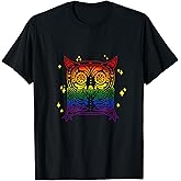 Dia De Los Muertos Rainbow Sugar Skull Owl T-Shirt