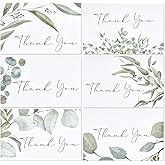 Crisky 50 Pack Greenery Thank You Greeting Cards with Envelopes & Stickers.6 Design Watercolor Greenery Greeting Cards Perfect for: Wedding/BabyShower/Birthday/Graduation. 4x6 Folded, Tented, Bulk