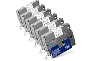 Pristar Compatible Label Tape for Brother TZe-231 Tape 12mm 0.47" Laminated White Tz231 Tz-231 TZe231 Tz Tape for Brother P Touch 2040 D210 H100 D410 D400 D220, 6-Pack