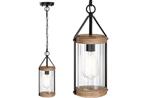 MYHXQ 13.62'' Outdoor Pendant Light Fixtures Exterior Ceiling Hanging Lantern for Porch, Modern Outside Chandelier Light Ceiling Mount with Crack Glass for Front Door Gazebo Entrance Foyer Entryway, 1Pack