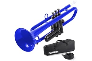 PAMPET Professional Plastic Bb Trumpet Standard Trumpet Set for Student Beginner With 7C Mouthpiece and 3C Mouthpiece,Bb Trumpet Instrument, Blue
