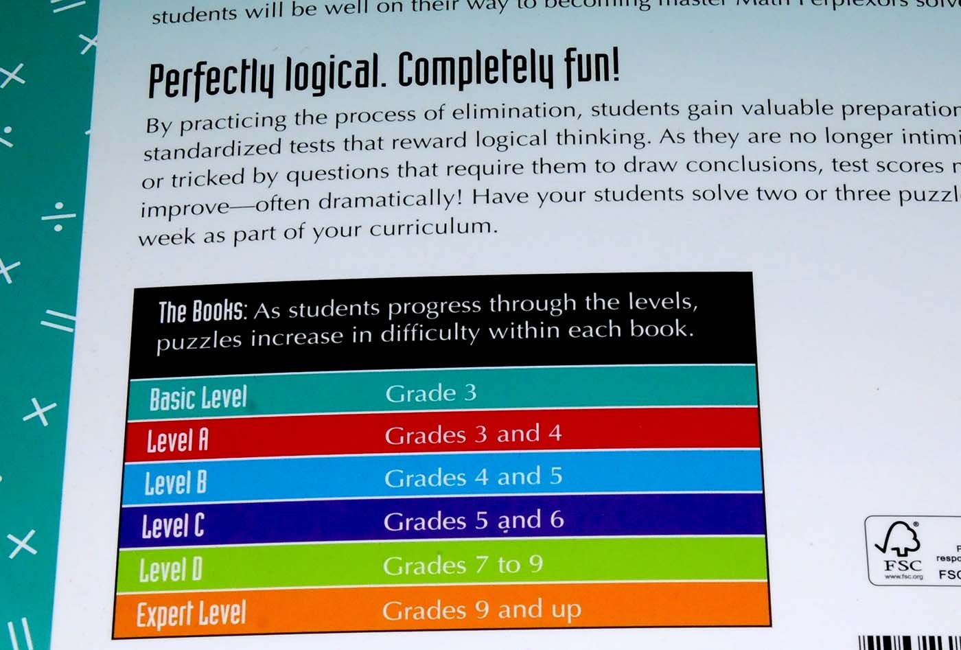 Math Perplexors Logic Puzzles Blue Nylon Drawstring Carry Bag Bundled Items 3 Book Bundle Bonus Black Mesh Set 8 Toys Games Mathematics Counting