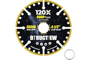 DTRUCTIEW Diamond Cutting Wheel for Metal, Angle Grinder Cutting Disc Cut Off Wheel with 5000+ Cuts on Rebar, Steel, Iron and INOX (1 Pc)