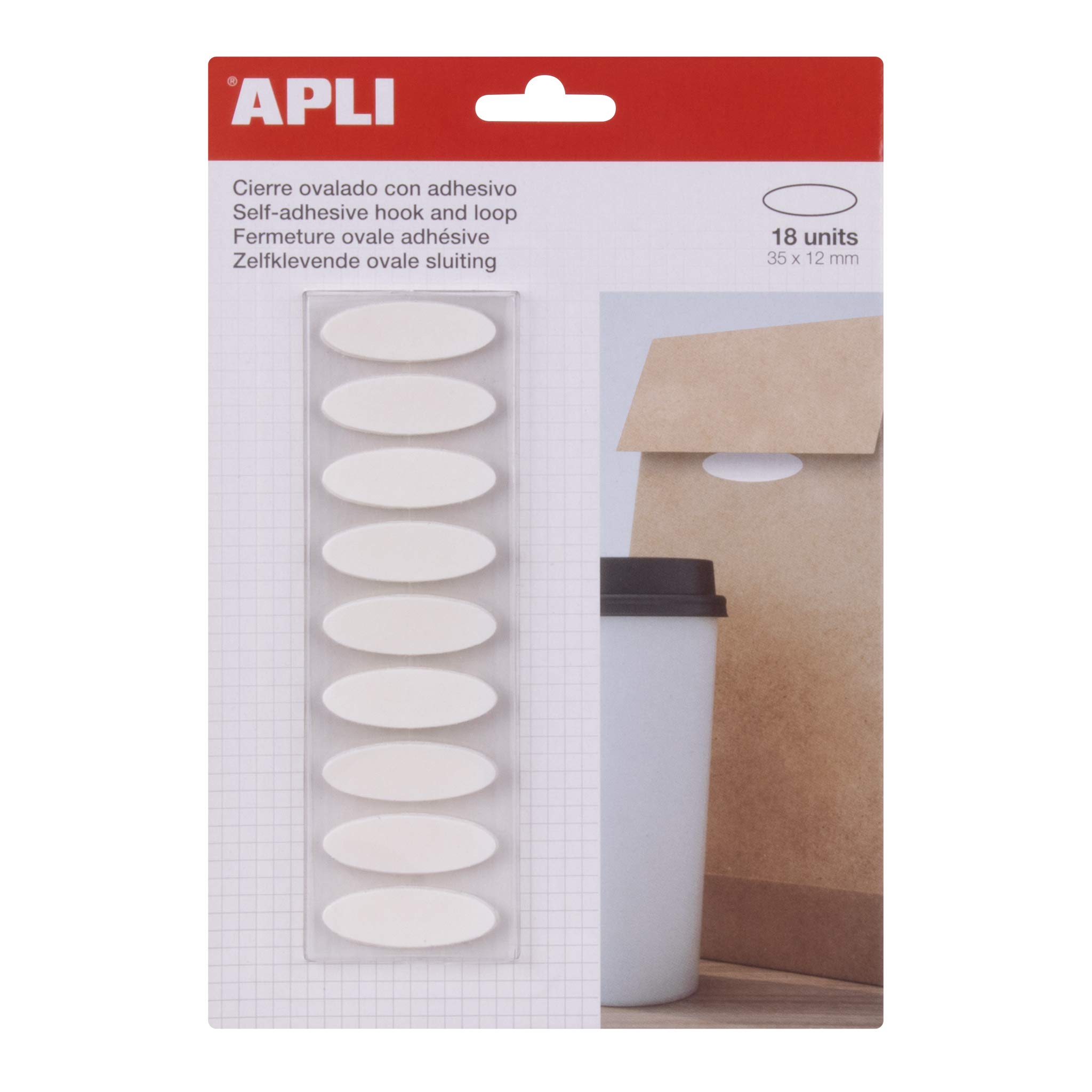 Apli 35 x 12mm Oval Velcro Dots - White