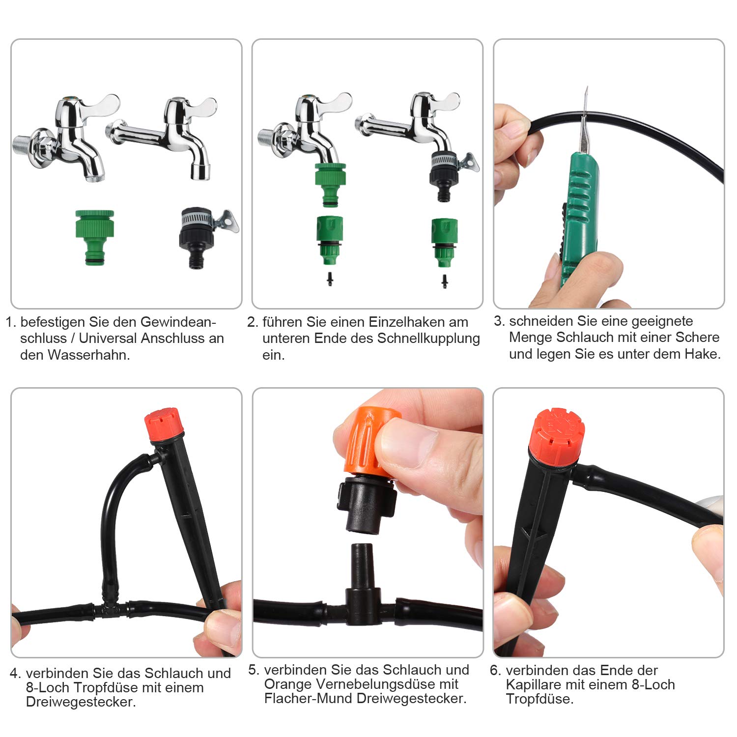 Cookan Bewässerungssystem - 15m Automatische Gartenbewässerung Tropfbewässerung und Sprinkler Bewässerung DIY Kit für Garten/Balkon / Topfpflanze/Terrasse