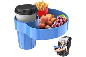 AISHAIDO Kids Car Seat Tray, Travel Tray with Cup Holder for Toddler, Kids Car Seat Food Snack Holder for Road Trip, Stroller Snack Organizer travel must haves - Blue Color