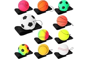 Skylety Wrist Return Ball Wrist Band Ball 2.48 Inch Rubber Rebound Sports Bouncy Basketball Baseball Soccer Wristband Toys for Exercise Sports and Children or Adults for Fun