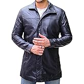 Jild Leather Trench Coat Men - 3/4 Length Casual Car Coat Style Lambskin Long Leather Jacket Men
