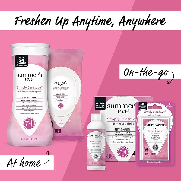 SUMMER’S EVE SIMPLY SENSITIVE DAILY GENTLE ALL OVER FEMININE BODY WASH, 15 FL OZ BOTTLE & 3 FL OZ TRAVEL SIZE BUNDLE
