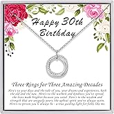 AM ANNIS MUNN Birthday Gifts for Women, 30th 40th 50th 60th 70th 80th 90th Birthday Gifts for Women 925 Sterling Silver 3 4 5 6 7 8 9 Decades Birthday Gifts for Her Jewelry for Women
