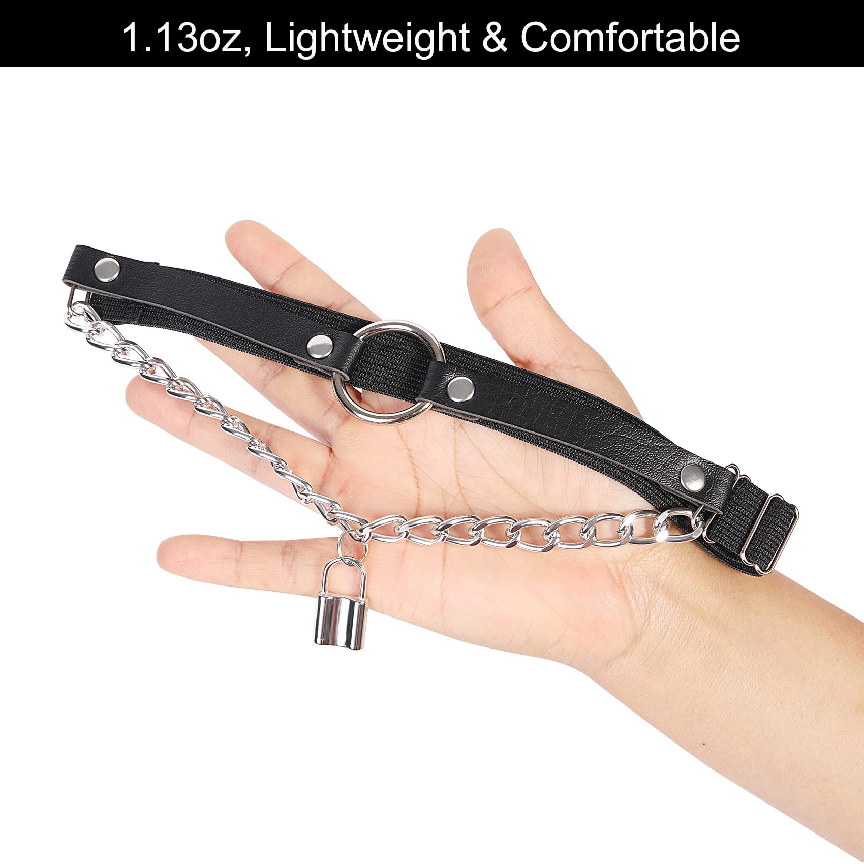 alisikee O-ring Leg Garter with Key Chains, Elastic Punk Thigh Garters for Women, Black, 1 Pair