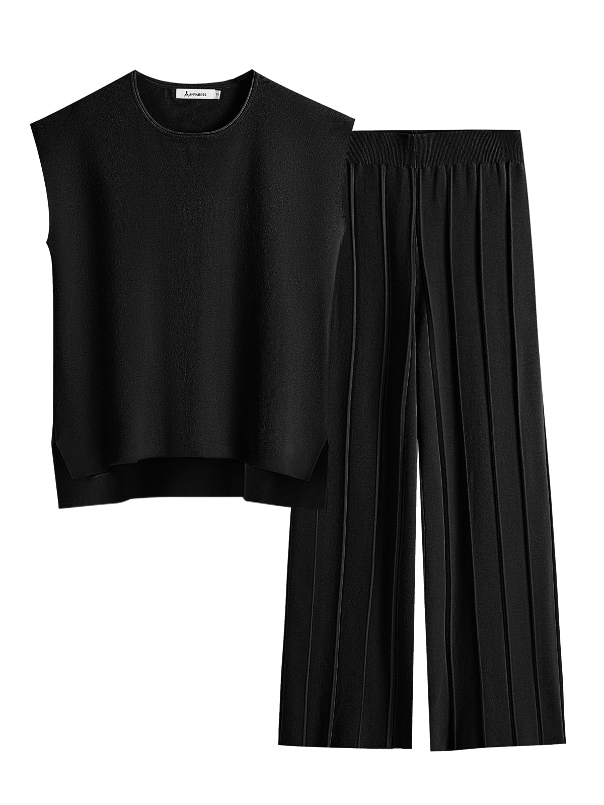 Photo 1 of Size L.  ANRABESS Women 2 Piece Lounge Sets Summer Casual Knit Sweater Vest Pant Set Beach Vacation Airport Clothes 2025 Fall Outfits Black Large