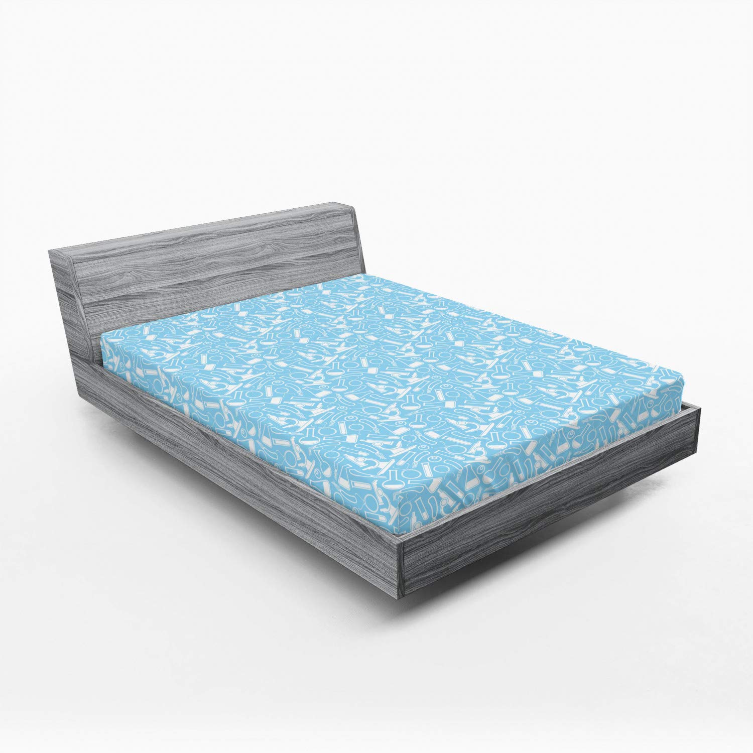 Ambesonne Lab Fitted Sheet, Modern Science Theme