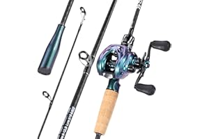 Souagyilang Baitcasting Fishing Rod Reel Combo,2 Pieces Medium Heavy Baitcasting Pole with High Speed Casting Reel Baitcaster