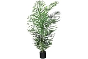 Fopamtri Fake Majesty Palm Plant 4 Feet Artificial Majestic Palm Faux Ravenea Rivularis in Pot for Indoor Outdoor Home Office