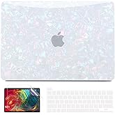 Anban Compatible with MacBook Pro 13 inch Case M2 M1 2025-2016 A2338 A2251 A2289 A2159 A1989 A1706 A1708, Plastic Hard Shell+Keyboard Cover+Screen Protector for MacBook Pro 13.3 inch Case, Shiny Pearl