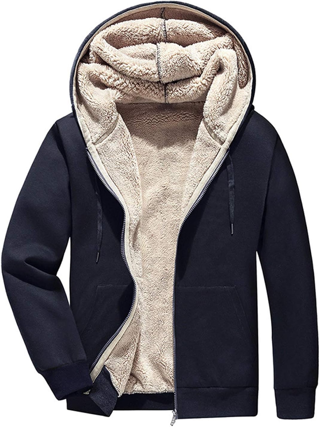 Gihuo Mens Sherpa Hooded Sweatshirt Zip 