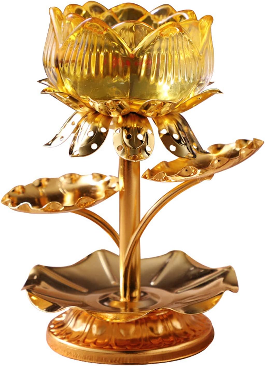 Oil Lamps & Accessories - Diwali Diyas for Pooja Purpose, Golden Lotus Ghee Lamp Holder Indian Diyas for Diwali Oil Lotus Candle Lamp Buddha for Home Table Decorative